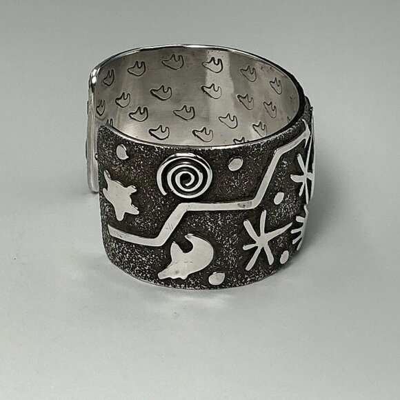 Sterling Silver Cuff Bracelet Alex Sanchez Navajo 1.25” X 6.5” 113.6 Gms - Picture 8 of 12